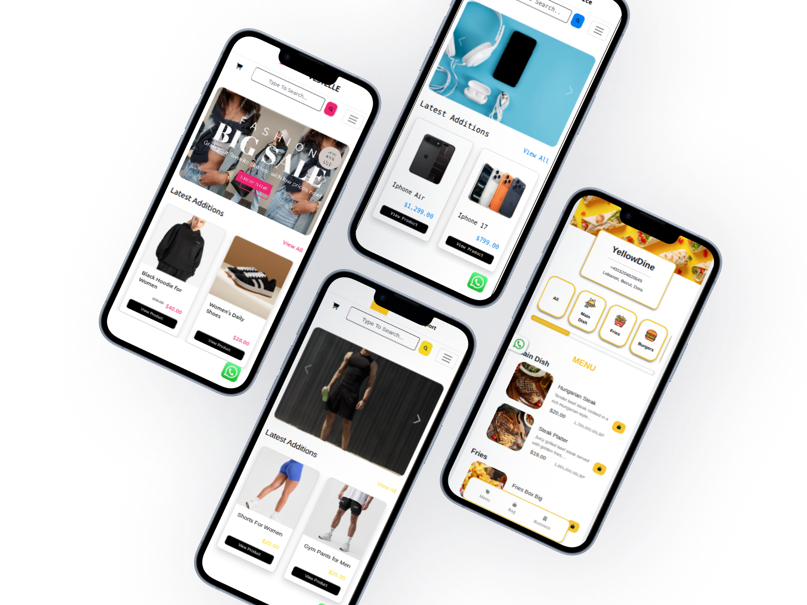 YellowPOS POS system, website builder, and CRM dashboard interface for businesses in Lebanon